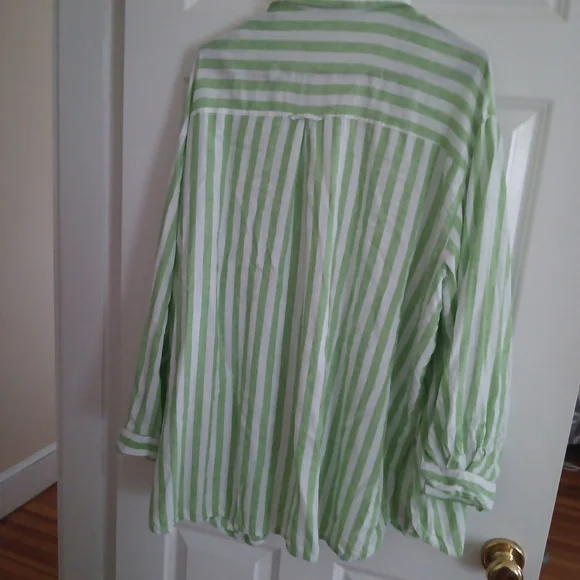 Striped Pink and Green Old Navy Linen - Picture 2 of 8